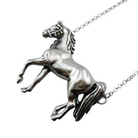 Azzy Large Full Horse Necklace Sterling Silver