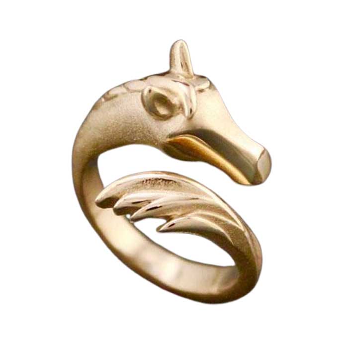 Horse Head and Tail Ring in Bronze 