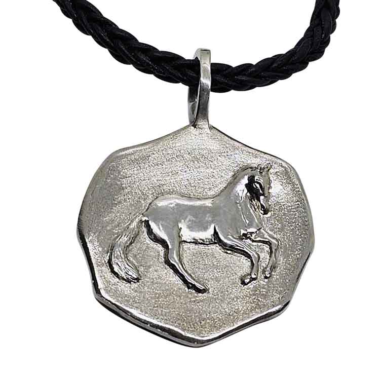 Canter Pirouette Dressage Horse Pendant Necklace Sterling Silver