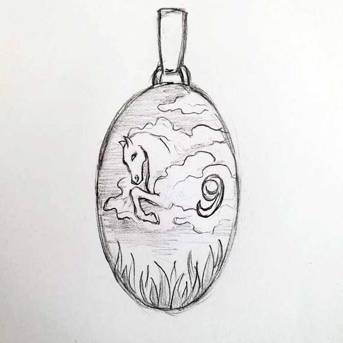 Custom Cloisonné Horse Pendant