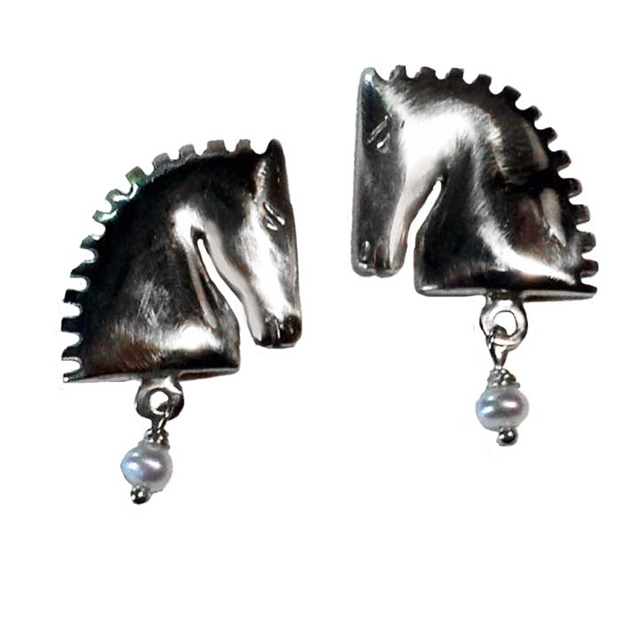 Contemporary Mod Horse Head Earrings sterling silver 