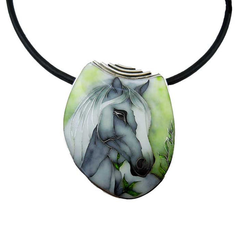 ネックレス・ペンダント Numbering Horse Turquoise Pendant Necklace #6763 SA5B0007 Navajo Turquoise & Sterling Silver Horse Pendant by Kevin Billah