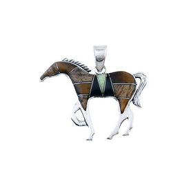 Bay Browns Inlay Horse Pendant Necklace
