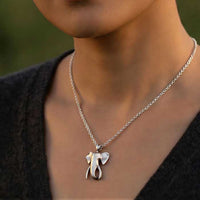 Contempory Elephant Pendant Necklace in Sterling Silver 
