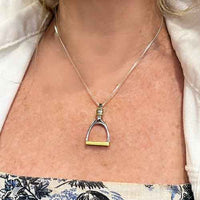 english stirrup necklace sterling silver with gold