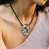 Fancy Hunter Jumper Pendant Necklace Sterling Silver shown on horse lover