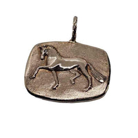Fancy Trotting Horse Pendant Necklace Rose Bronze