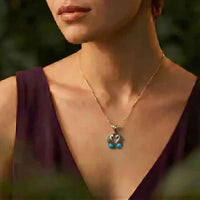 Gemini Horses with Turquoise Pendant Necklace sterling silver shown on horse lover