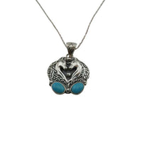 Gemini Horses with Turquoise Pendant Necklace