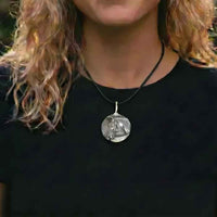 Ginn Fizz horse head penant necklace sterling silver on person
