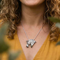 Glory Horse Head Pendant Necklace Sterling Silver