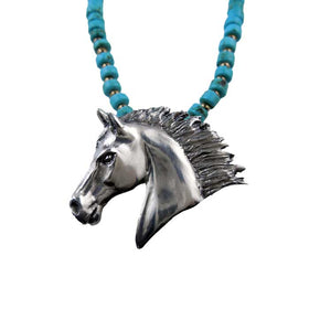 Glory Horse Head Pendant Necklace Sterling Silver