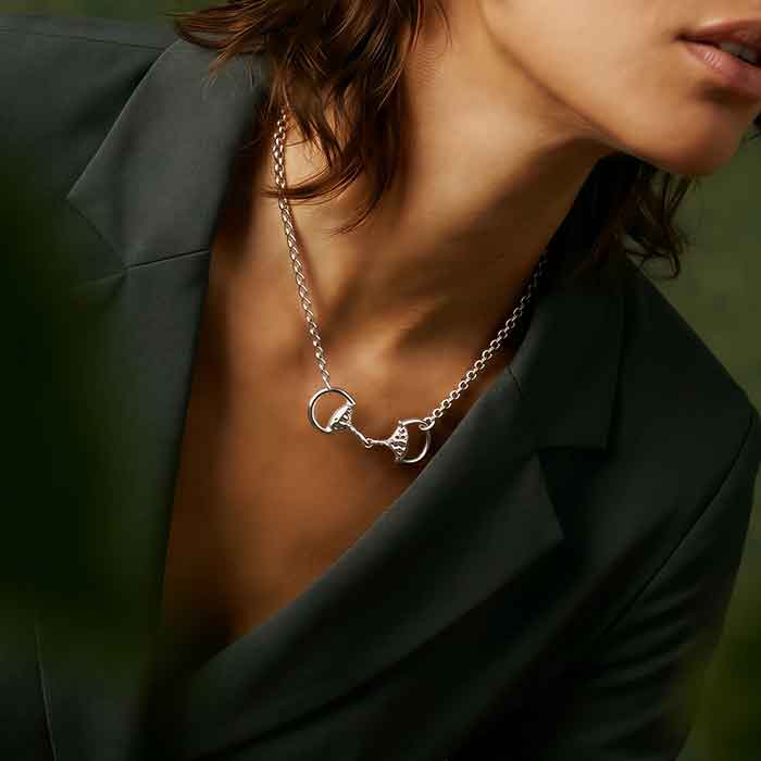 Hammered Snaffle Horse Bit Necklace Sterling Silver