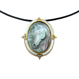 Arabella Horse Head Cameo Necklace & Pin