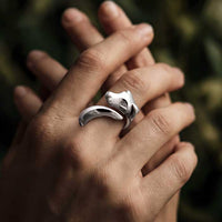 Hound Dog Ring in Sterling Silver shown on hand