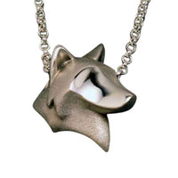 Wolf Dog Head Pendant Necklace -sterling silver 