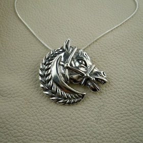 Ivy Horse Head Necklace Pendant Pin Sterling Silver