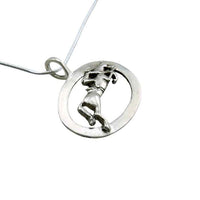 Jumping Horse and Rider Necklace Sterling Silver at angle showing profile