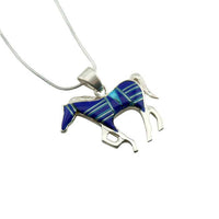 Lapis Opal Inlay Horse Pendant Necklace set in Sterling Silver