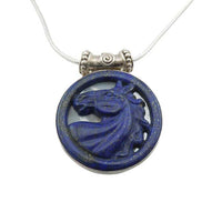 Lapis Carved Horse Head Pendant Necklace