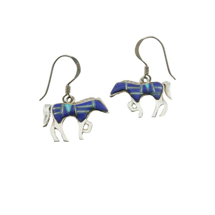 Lapis Inlay Horse dangle Earrings