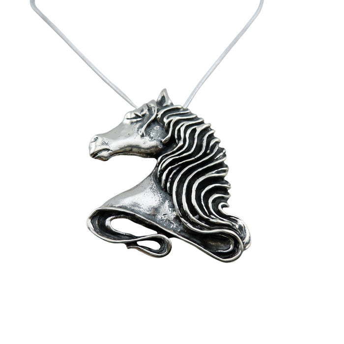 Medusa Horse Head Pendant in Sterling Silver