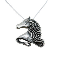 Medusa Horse Head Pendant in Sterling Silver