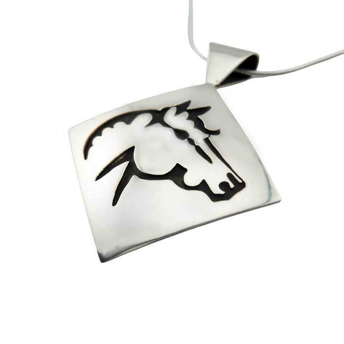 Navajo Horse Head Pendant Necklace sterling silver