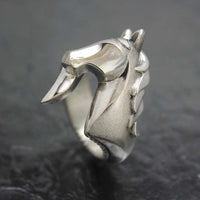 New Horse Ring in Sterling Silver showing textured surface