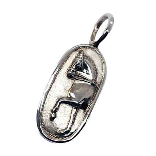 Oval Dressage Horse Necklace Pendant  Sterling Silver or Bronze.