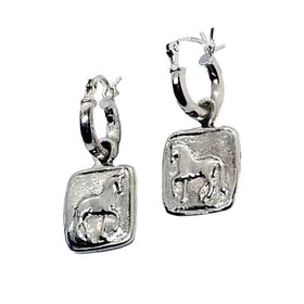 Hoop Piaffe Dressage Horse Earrings Sterling Silver
