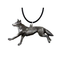 Red Wolf Pendant Necklace in Pewter -