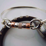 Roller Snaffle Horse Bit Bangle Bracelet Sterling Silver with Rose Gold