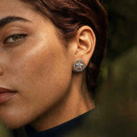 Western Star Post Earrings sterling silver shown on horse lover