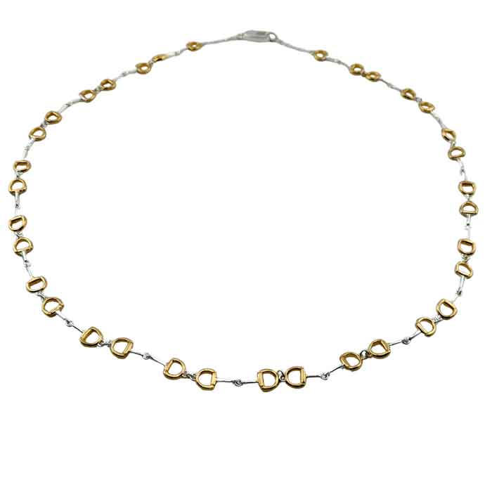 Silver and Gold Snaffle Bit Horse Bit Necklace