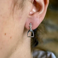 Stirrup Earrings in Sterling Silver show on person