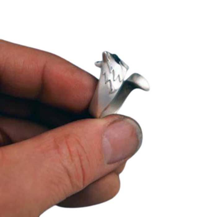 Timber Wolf Ring in Sterling Silver - 