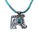 Taos Horse Head Pendant Necklace Sterling Silver Turquoise