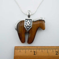Tiger Eye horse pendant necklace measures 1-1/2"