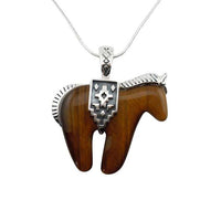 Tiger Eye horse pendant necklace