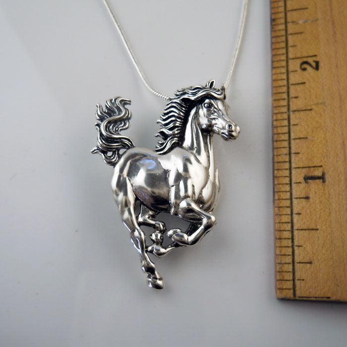 Toro galloping horse pendant necklace sterling silver 

