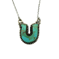 Turquoise Horseshoe Pendant Necklace set in Sterling Silver