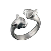 Pair of Cats Ring in Sterling Silver -