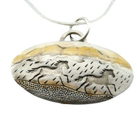 Horses Racing Across Landscape Pendant Necklace Sterling Silver