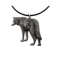 Wolf Pendant Necklace in Pewter 