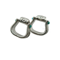 Western Stirrup Earrings Sterling Silver with Turquoise and lone star