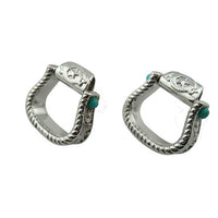 Western Stirrup Earrings Sterling Silver with Turquoise and lone star