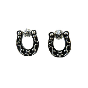 Western Style Horseshoe Earrings Sterling Silver