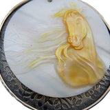 Windy Horse Head Carved MOP Pendant Necklace OOAK