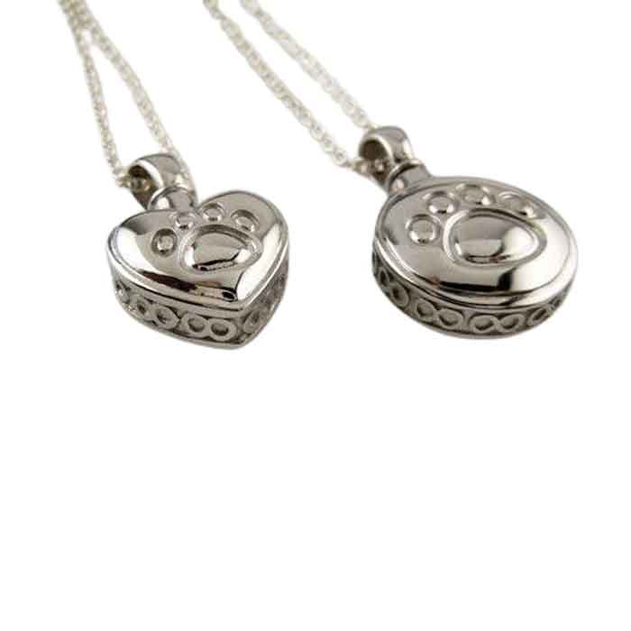Paw Print Eternity Keepsake Pendant Necklace sterling silver